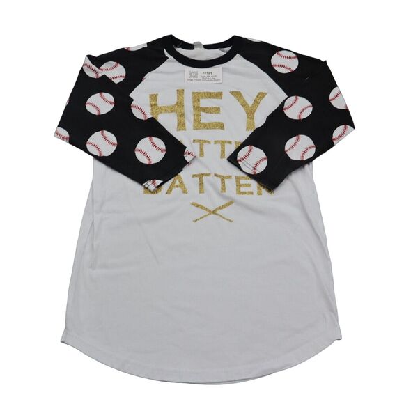 Raglan Shirt Womens M Multicolor Quarter Sleeve Round Neck Graphic Print Tee - Picture 1 of 14